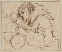H 014
<br/>
Franciscus van Assisi, met schedel en crucifix
<br/>
<em>Guercino (1591-1666)</em>